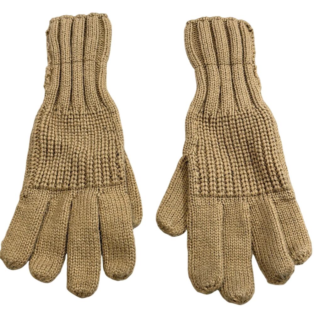Zara Kids Boys Ribbed Knit Winter Gloves Tan Beige M/L
